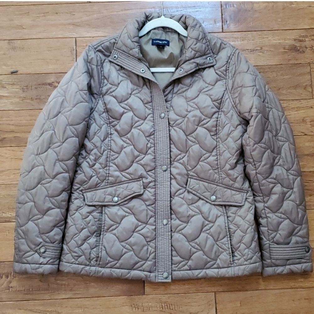 Lands End green quilted barn jacket